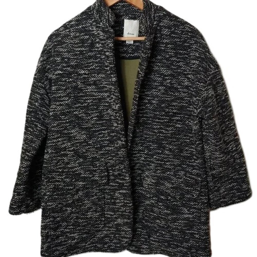 Anthropologie Open Front Jacket Lagenlook Elevenses Minka Tweed Marled Minimal